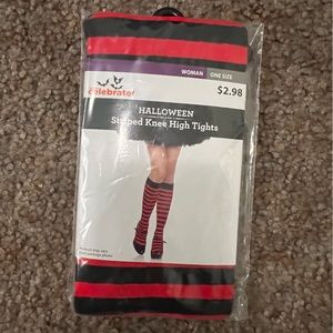 Red striped knee high tights